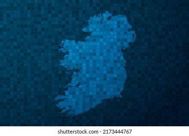 Ireland Map - World Map international vector template with technology style isolated on blue pixel background for education, design, website, infographic - Vector illustration eps 10