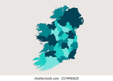 Ireland Map - World Map International vector template with High detailed including blue and green outline color isolated on white background - Vector illustration eps 10