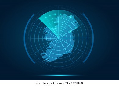 Ireland Map - World Map International vector template with futuristic circle radar style HUD, GUI, UI interface isolated on blue background for design, infographic - Vector illustration eps 10