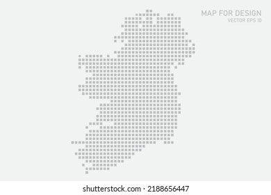 Ireland Map - World map International vector template with grey pixel, grid, grunge, halftone style isolated on white background for education, infographic, design - Vector illustration eps 10