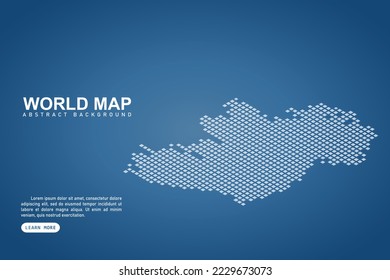 Ireland Map - World map International vector template with isometric top and white pixel, grid, grunge, halftone style isolated on blue background for design, web - Vector illustration eps 10