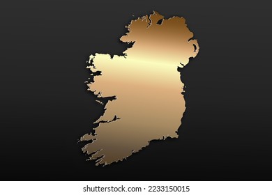 Ireland Map - World map International vector template with 3D, gold luxury style including shadow on black background for design, education, website, infographic - Vector illustration eps 10