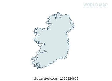Ireland Map - World map International vector template with blue stork line and blue geometric shapes isolated on white background for design, infographic, website - Vector illustration eps 10