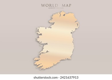 Ireland Map - World map International vector template with 3D, gold luxury design including shadow on bright background for design, education, website, infographic - Vector illustration eps 10