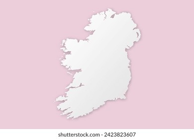 Ireland Map - World map International vector template with paper cut style including shadow and white color on pink background for design, education, website - Vector illustration eps 10