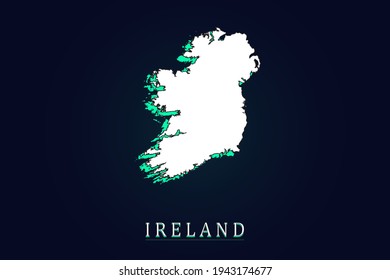 Ireland Map - World map vector template with green and white  color gradient isolated on dark background - Vector illustration eps 10