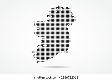 Ireland Map - World map vector template with Black pixel, grid, grunge, halftone style isolated on white background for education, infographic, design, banner - Vector illustration eps 10