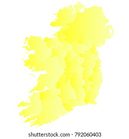 ireland map - yellow geometric rumpled triangular style gradient graphic background . Vector illustration eps 10.