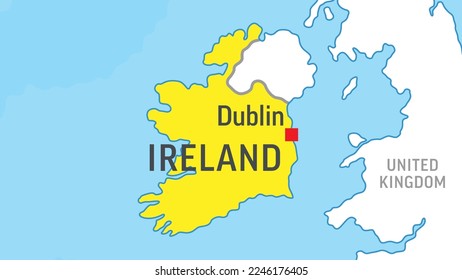 Ireland Map. Zoom on World Map. Vector Illustration