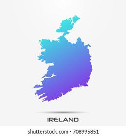 Ireland map,border with purple,turquoise gradient. Vector illustration