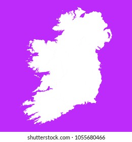 Ireland map-White map on purple background. Each city and border has separately. Vector illustration eps 10.