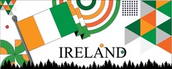 Ireland National Day Banner Design. Ireland Flag Theme Background