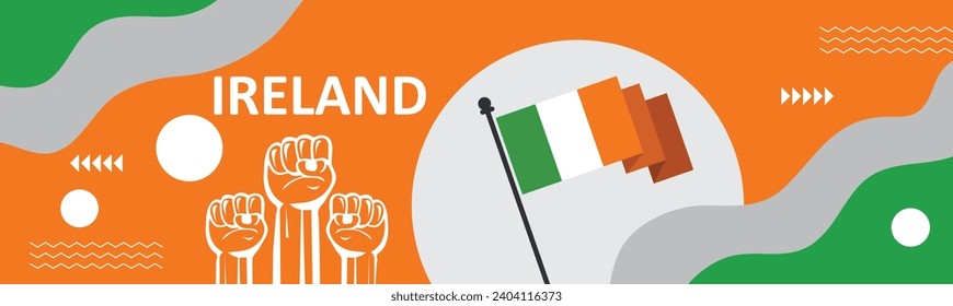 Ireland national day banner with Irish flag colors Background,Happy holiday. Independence and freedom day. Celebrate annual.banner, template, background. Vector illustration.eps