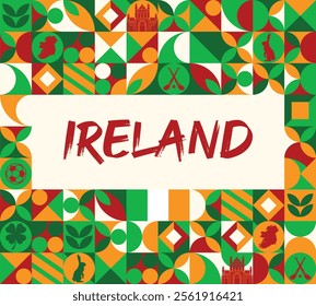 Ireland national day festive banner. Modern background for holiday celebration, greeting card, billboard, sport event backdrops. April 24th