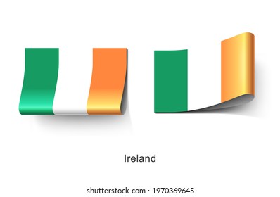 The Ireland National Flag Clothing Label Tag. Illustration Flag of Ireland Country in Europe. Fabric Label Tag Concept Vector.