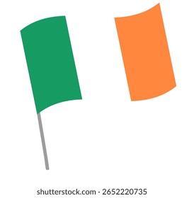 Bandeira nacional da Irlanda flutters with flagpole