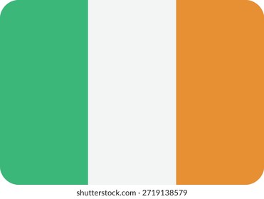 IRLAND-Nationalflagge horizontales Rechteck, Vektorgrafik einzeln auf weißem Hintergrund, sauberes, flaches Design