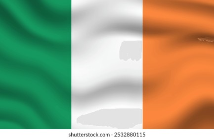 ireland national flag with waving background