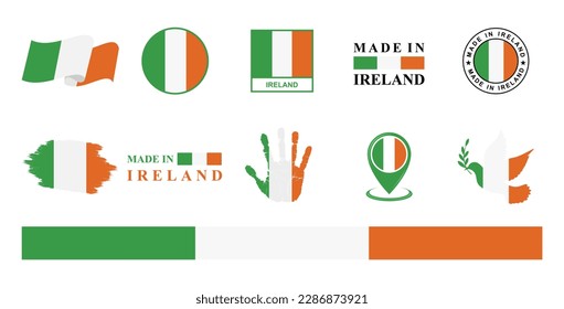 Ireland national flags icon set. Labels with Ireland flags. Vector illustration