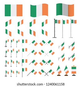 Ireland national flags set. Vector