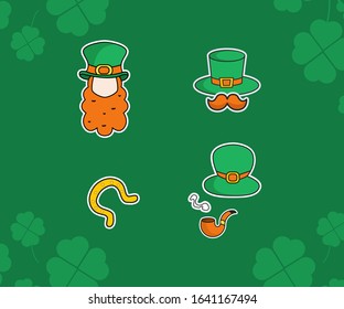 Ireland National Holiday Patrick's Day. Vector Illustration. Sticker Style