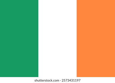 ireland national simple flag, irish state flag vector illustration