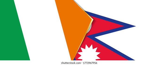 Ireland and Nepal flags, two vector flags symbol of relationship or confrontation.