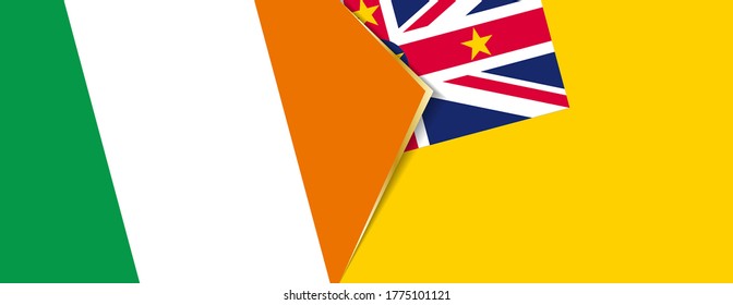 Banderas de Irlanda y Niue, dos banderas vectoriales símbolo de relación o confrontación.