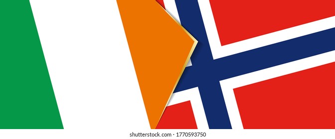 Ireland and Norway flags, two vector flags symbol of relationship or confrontation.