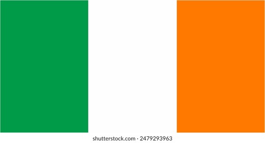 Ireland official flag vector with standard size and proportion. National flag emblem with accurate size and colors.