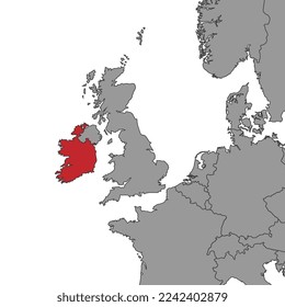 Ireland on world map. Vector illustration.