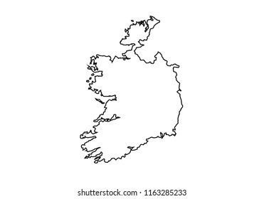 Ireland outline map national borders country shape