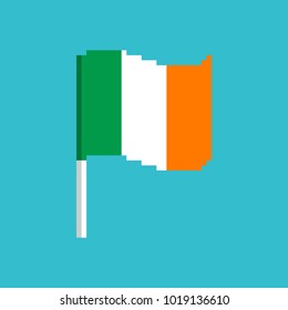 Ireland Pixel flag. Pixelated banner Irish. political bit icon. Vector illustration