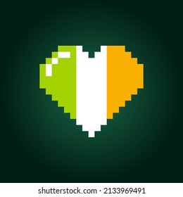 Ireland Pixel Love Heart on an Emerald Green Background