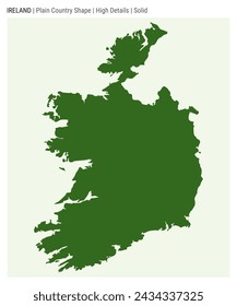 Ireland plain country map. High details. Solid style. Shape of Ireland. Vector illustration.