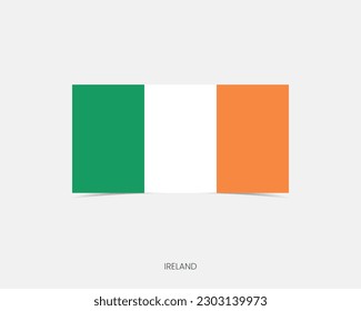 Icono de la bandera Rectangle de Irlanda con sombra.