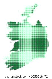 Ireland Republic Map halftone vector pictogram. Illustration style is dotted iconic Ireland Republic Map symbol on a white background. Halftone texture is circle spots.