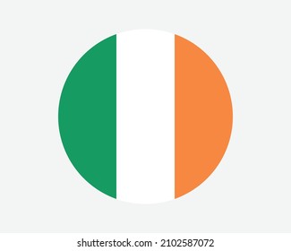Ireland Round Country Flag. Irish Circle National Flag. Republic of Ireland Circular Shape Button Banner. EPS Vector Illustration.