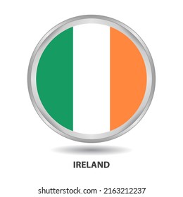 Ireland round flag design is used as badge, button, icon, wall painting