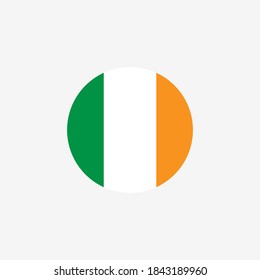 Ireland round flag icon. National Irish circular flag vector illustration isolated on white.