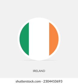 Icono de bandera redonda de Irlanda con sombra.