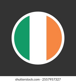 Ireland Round Flag Vector Design