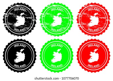 Ireland - rubber stamp - vector, Republic of Ireland map pattern - sticker - black, green and red