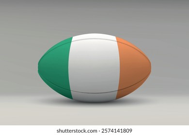 Ireland rugby ball featuring the national flag design on a gray background