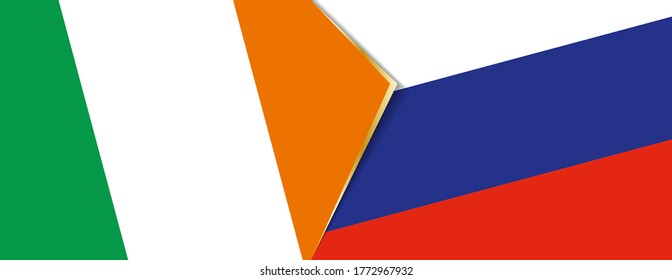 Ireland and Russia flags, two vector flags symbol of relationship or confrontation.