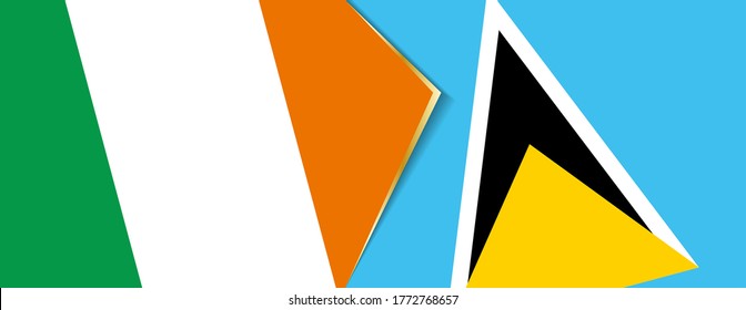 Banderas de Irlanda y Santa Lucía, dos banderas vectoriales símbolo de relación o enfrentamiento.
