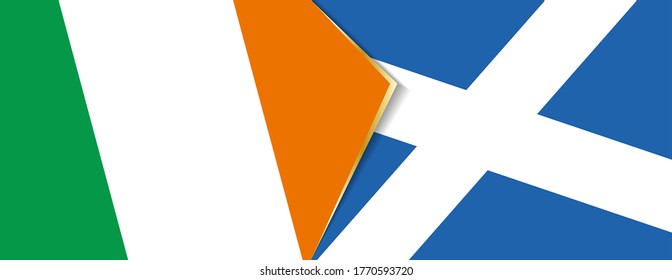 Ireland and Scotland flags, two vector flags symbol of relationship or confrontation.