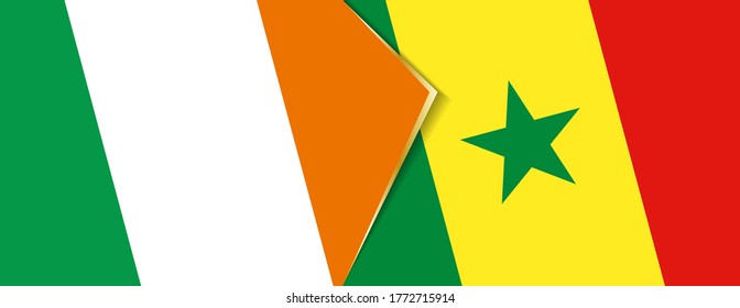 Ireland and Senegal flags, two vector flags symbol of relationship or confrontation.