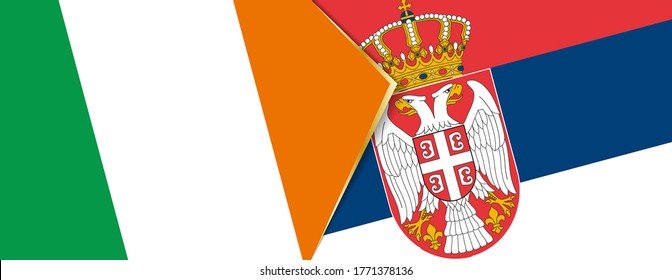 Ireland and Serbia flags, two vector flags symbol of relationship or confrontation.
