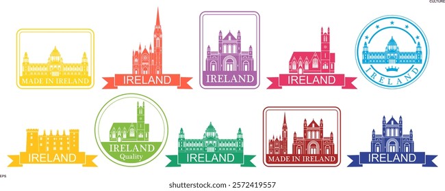 Ireland set. Isolated Ireland on white background